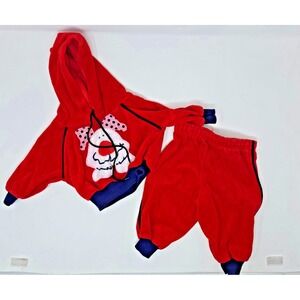 Vintage Fleece Toddle Time 6 Month Sweatsuit Hoodie Pants Dog 1970s Very Good